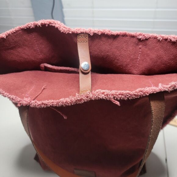 Graf Lantz Hana Cotton Woven Canvas Leather Strap Shoulder Tote Bag Purse - Picture 15 of 16